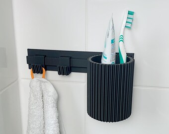 Toothbrush holder without drilling – self-adhesive bathroom organizer | modular wall mount for bathroom & guest toilet – clipform Basic Set