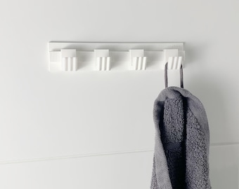 Self-adhesive hook system for bathroom and toilet | Guide rail and 4 hooks | Stick instead of drill | clipform starter set