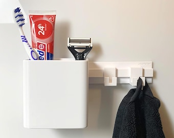 Camper Combo Set – Utensil Cup + 2 Double Hooks for Motorhomes, Caravans & Camper Vans | Self-adhesive, 3D printed, space-saving