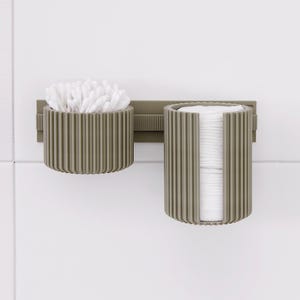 Flexibler Beauty-Organizer für Bad oder Kosmetik – Becher & Wattepad-Butler, frei positionierbar, Montage ohne Bohren – clipform Beauty-Set