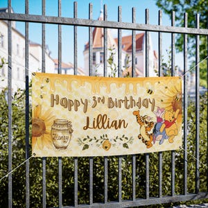 Winnie the Pooh Birthday Banner - Custom Vinyl Party Decoration