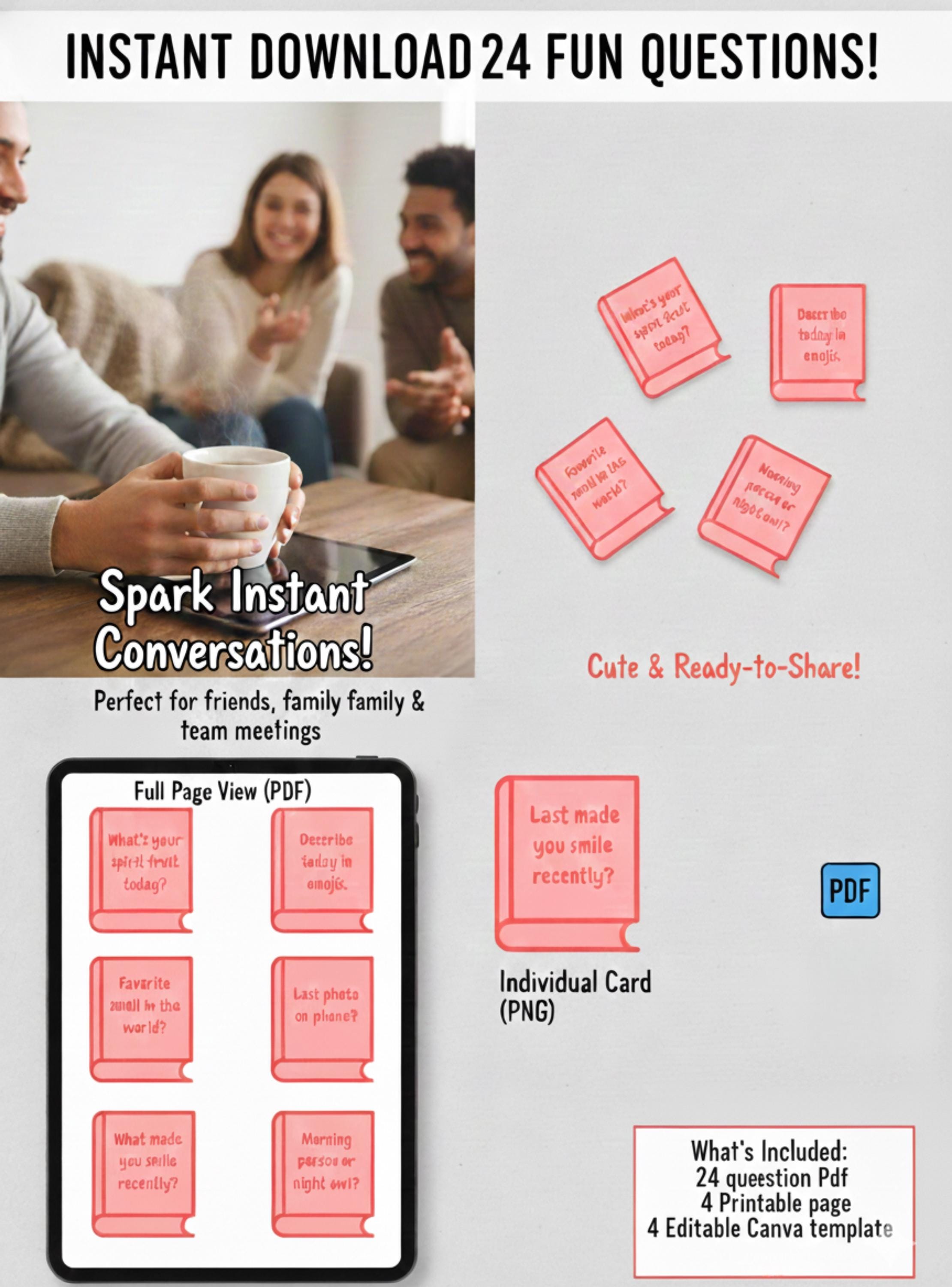 Book Club Question Cards | 24 Printable Question | Starter Cards ...