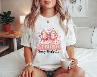Senior 2026 Bow PNG | Class of 2026 Senior Script Design | Coquette Graduation PNG | Pink Ribbon Senior Sublimation | Digital Download