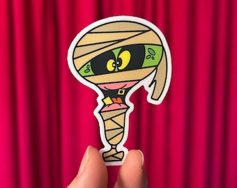 Creepy Cute Mummy Sticker – Spooky Halloween Vinyl Decal