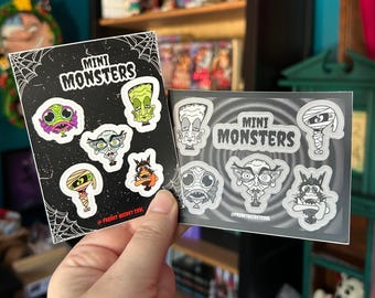 Mini Monsters Sticker Sheet – Creepy Cute Horror, Velvet Matte Vinyl