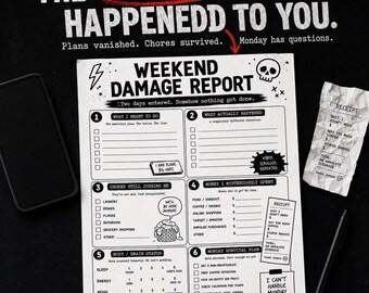 Grappig reflectieformulier voor het weekend | Printbare weekreset