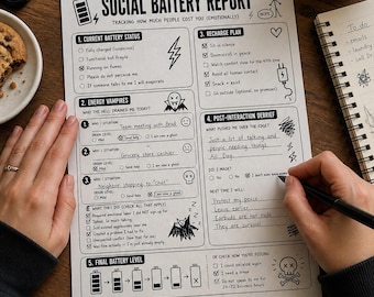 Rapport afdrukbaar | Grappig introvert tracker-personage