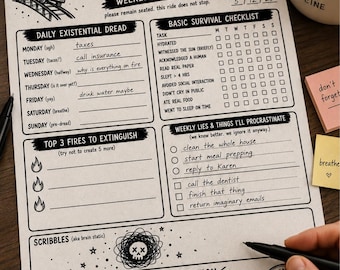 Handgetekende ADHD-weekplanner om te printen | Hot Mess Express V2