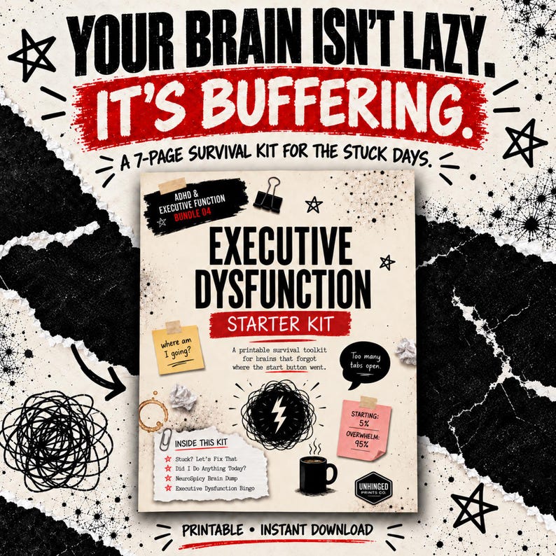 Startpaket för exekutiv dysfunktion: Utskrivbara ADHD-arbetsblad för uppgiftsförlamning bild 1