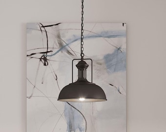 Modern black brass industrial chandelier, designer hanging lamp, dining room decor