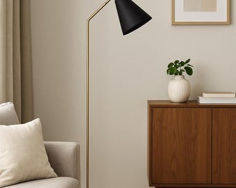 Modern metal floor lamp, tall standing reading light for bedroom, office decor