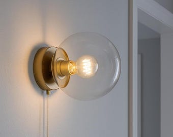 Modern metal wall sconce, nightstand reading light, minimalist bedside lamp