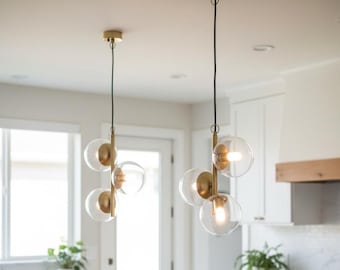 Brass pendant light, modern chandelier, buble ceiling lighting, pendant lamp in kichen