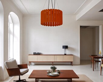 Pomarańczowy żyrandol, lampa wisząca w stylu art déco, minimalistyczne oświetlenie sufitowe