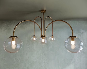 Brass hanging ceiling lamp, modern pendant chandelier, home decor light fixture