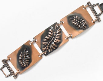 1950s Copper Bracelet Leaf Links MCM Jewelry