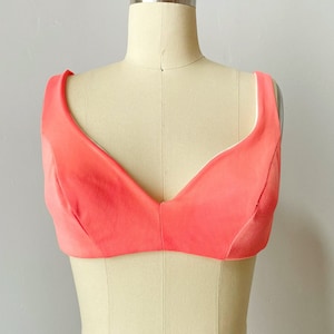 1970s Bikini Crop Top Neon Pink Bra S
