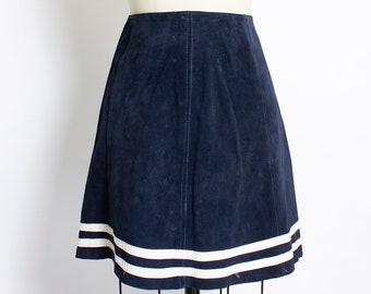1960s Skirt Suede Striped Leather Mod Mini S
