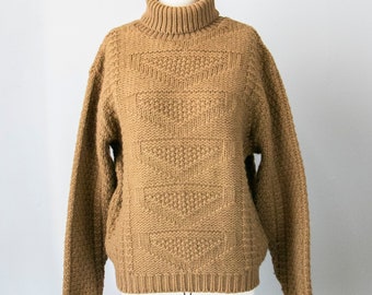 1970s Sweater Wool Knit Turtleneck M