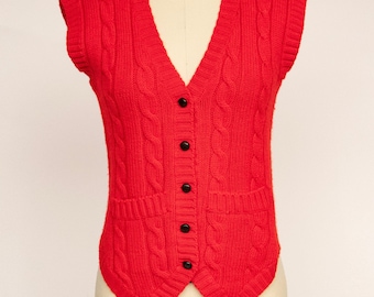 1970s Wool Knit Top Sweater Vest S