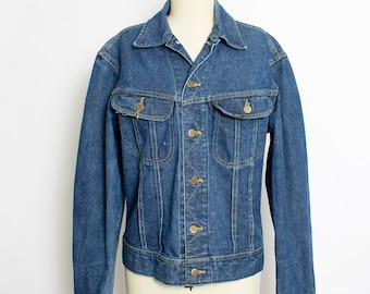 1970s Denim Jacket Lee Rider Blue Cotton S / M