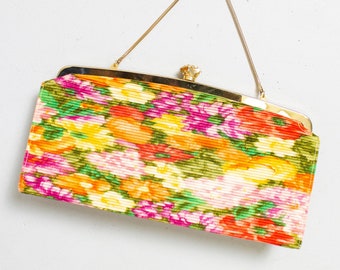 1960s Purse Floral Fabric Cocktail Evening Bag