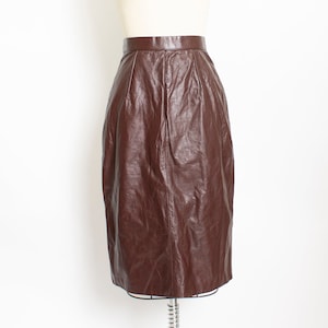 1980s Skirt Brown Leather High Waist XS