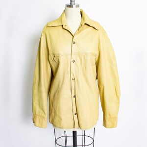 1970s Buckskin Leather Jacket Heavy Shirt Beige M