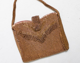 1940s Gold Beaded Purse Clutch Bag