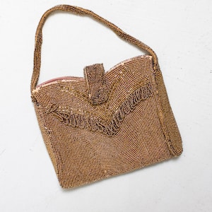 1940s Gold Beaded Purse Clutch Bag