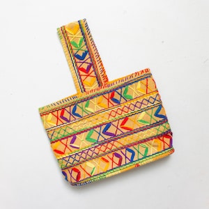 1970s Tote Bag Rainbow Woven Boho Purse