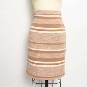 1960s Pencil Skirt Wool Striped High Waist S