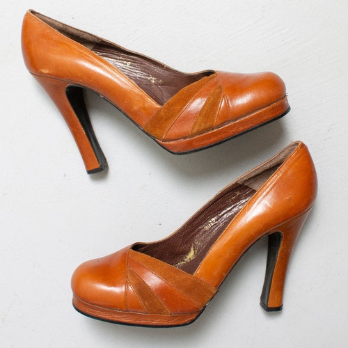 brown leather stilettos