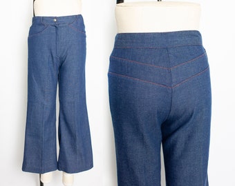 1970s JEANS Cropped Denim High Waist Flares 28" x 25"