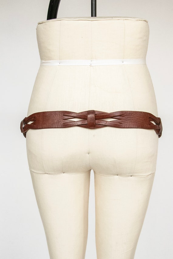 1970s Belt Brown Leather Braided Boho Hippie M/L - Etsy display picture 2