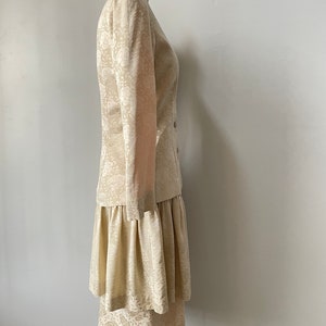 1980s Silk Suit Albert Nipon Skirt Blouse S image 2