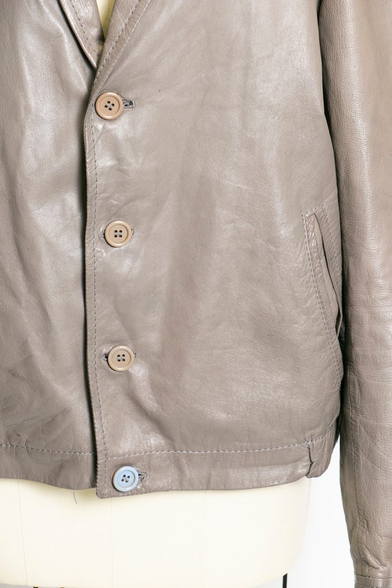 1980s Leather Jacket Taupe Large - image 5