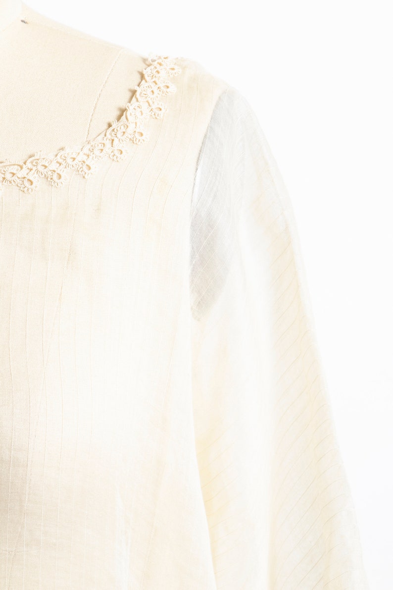 1920s Lawn Dress Sheer Cotton Ruffled Small