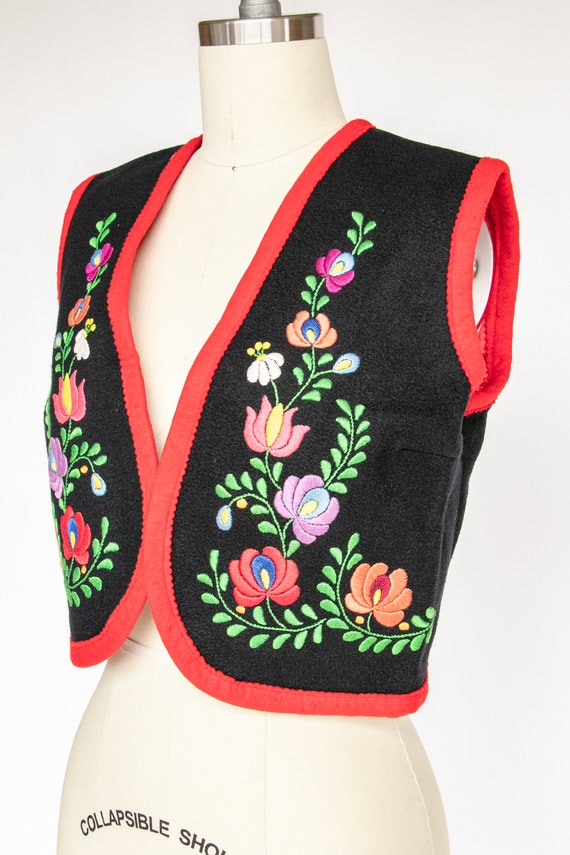 1970s Ethnic Vest Wool Embroidered Waistcoat S - image 6