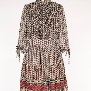 Anna Sui-jurk Y2K-zijden chiffon ruches S