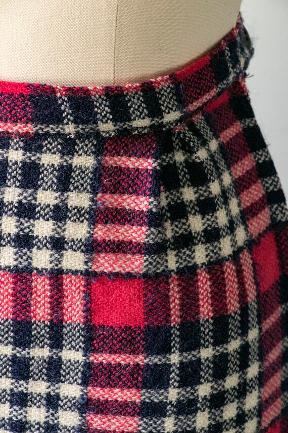1960s Pencil Skirt Wool Plaid XS - image 7