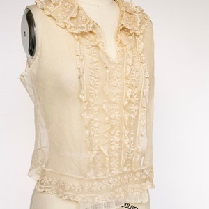 1920s Blouse Sheer Netting Lace Camisole Top S image 5