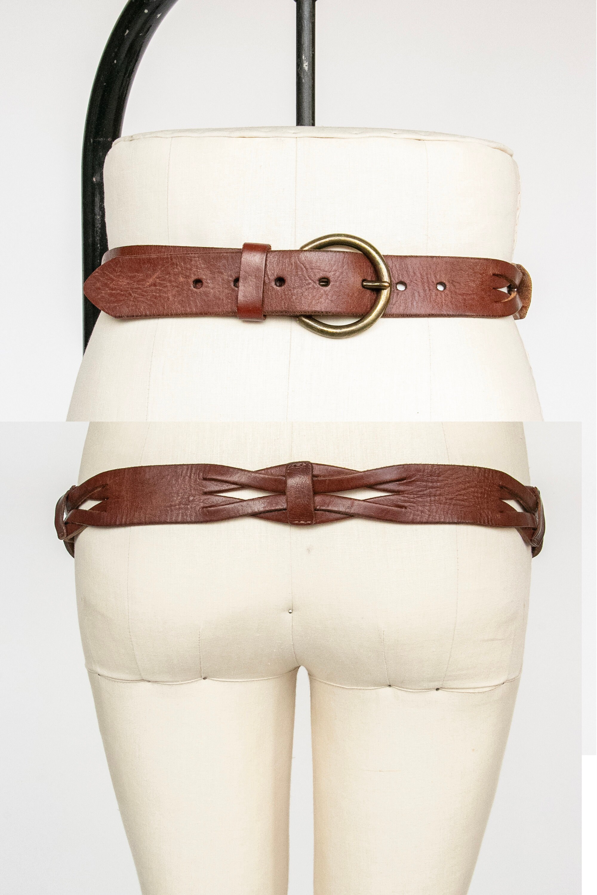 1970s Belt Brown Leather Braided Boho Hippie M/L - Etsy display picture 3