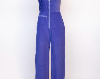 Traje de esquí de los años 70, pantalones de pana, peto, talla S