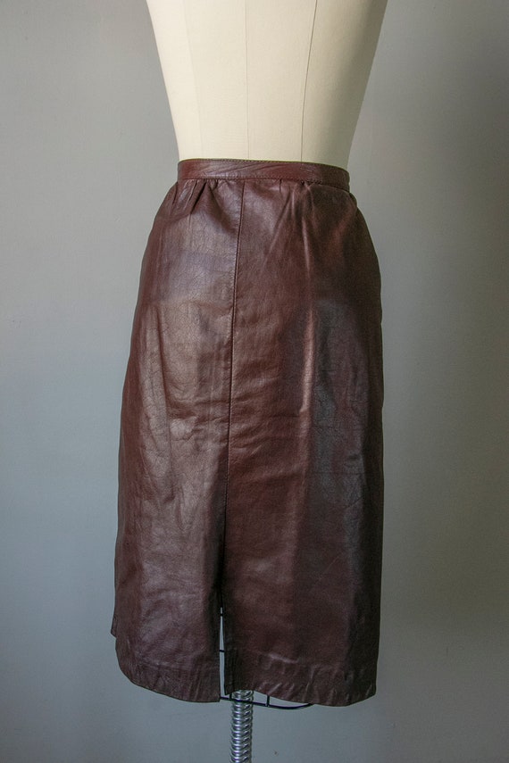 1980s Skirt Brown Leather High Waist S - image 5