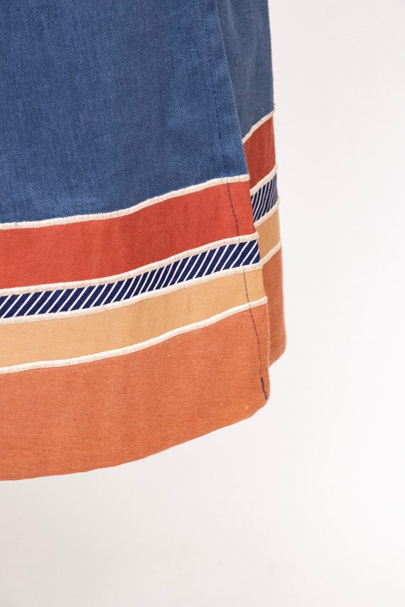 1970s Wrap Skirt Cotton Denim Patchwork M - image 6