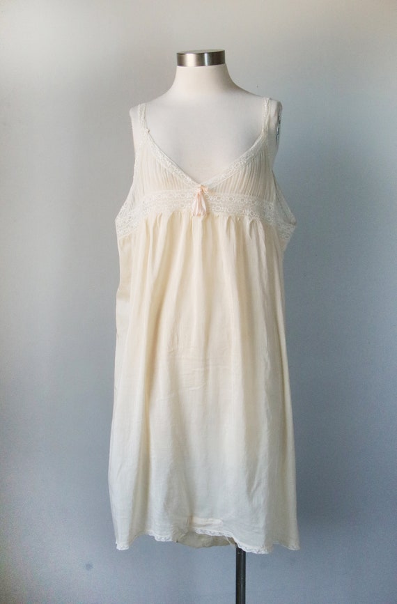 1920s Teddy Lace Cotton Chemise Step In Slip M