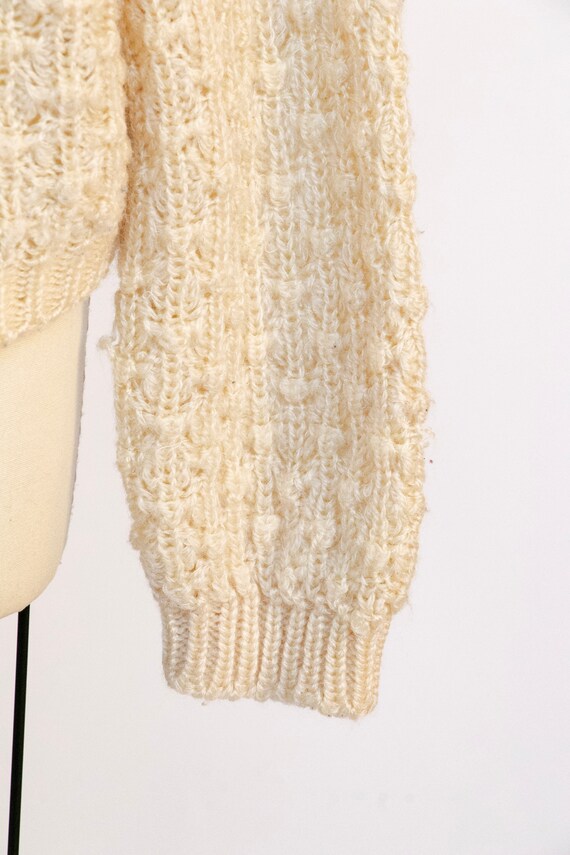 1980s Sweater Chunky Knit Cropped Cardigan M - image 9