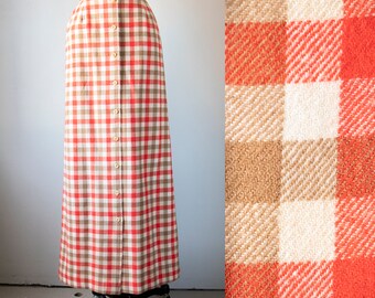 1970s Maxi Skirt Pendleton Plaid Wool XS