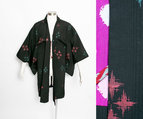 1960s Haori Rayon Printed Kimono Japanese Robe - image 1